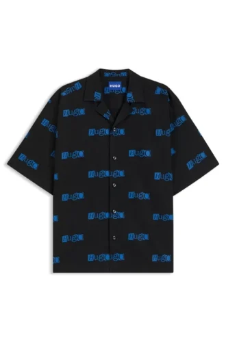 Logo-print relaxed-fit shirt in cotton poplin