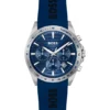 Logo-strap chronograph watch with blue textured dial