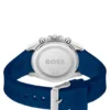 Logo-strap chronograph watch with blue textured dial