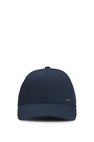 Logo-trim cap in cotton twill