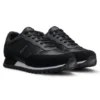 Logo-trim sneakers with faux-leather details