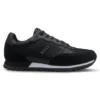 Logo-trim sneakers with faux-leather details