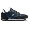 Logo-trim sneakers with faux-leather details