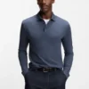 Long-sleeved polo shirt in interlock cotton with logo
