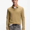 Long-sleeved polo shirt in interlock cotton with logo