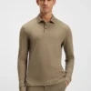 Long-sleeved polo shirt in interlock cotton with logo