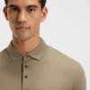 Long-sleeved polo shirt in interlock cotton with logo