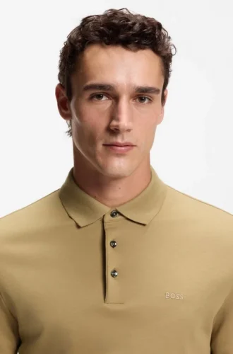 Long-sleeved polo shirt in interlock cotton with logo