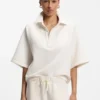 Loose-fit polo sweatshirt in scuba jersey