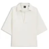 Loose-fit polo sweatshirt in scuba jersey