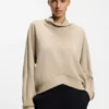Loose-fit sweatshirt with draped funnel neck