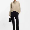 Loose-fit sweatshirt with draped funnel neck