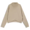 Loose-fit sweatshirt with draped funnel neck