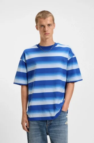 Loose-fit T-shirt in cotton with block stripes