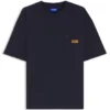 Loose-fit T-shirt in cotton with suede logo badge