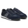 Low-top trainers with structured trims
