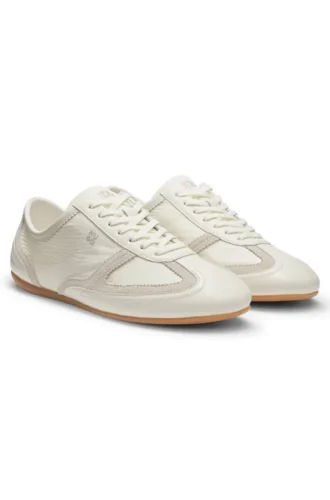 Low-top trainers with suede and leather