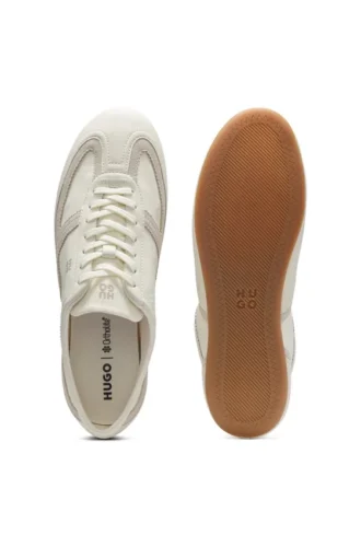 Low-top trainers with suede and leather