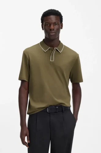Luxury cotton polo shirt with contrast trim