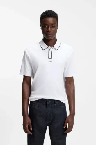 Luxury cotton polo shirt with contrast trim