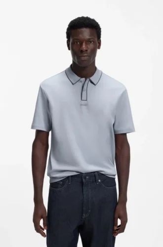 Luxury cotton polo shirt with contrast trim