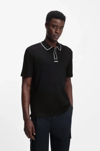Luxury cotton polo shirt with contrast trim