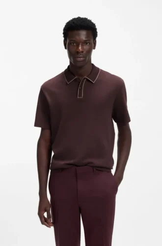 Luxury cotton polo shirt with contrast trim