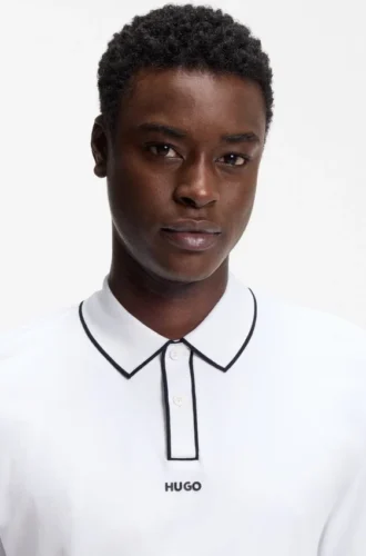 Luxury cotton polo shirt with contrast trim