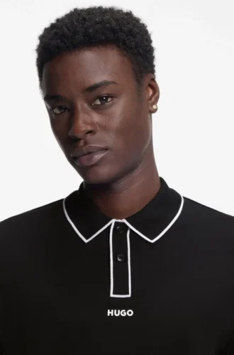 Luxury cotton polo shirt with contrast trim