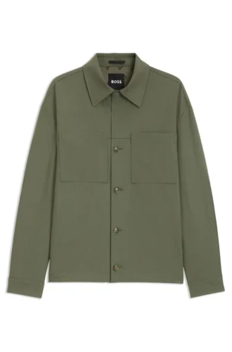 Machine-washable relaxed-fit overshirt in stretch fabric