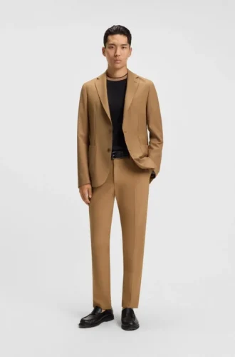 Machine-washable tapered-fit trousers in stretch fabric