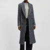 Macro-herringbone coat with double-breasted closure