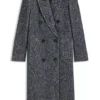Macro-herringbone coat with double-breasted closure