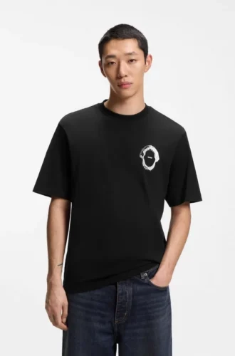 Marine-artwork T-shirt in cotton jersey