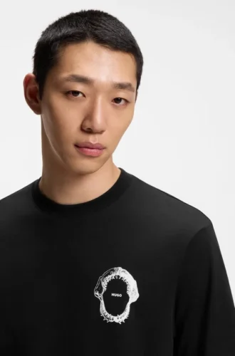 Marine-artwork T-shirt in cotton jersey