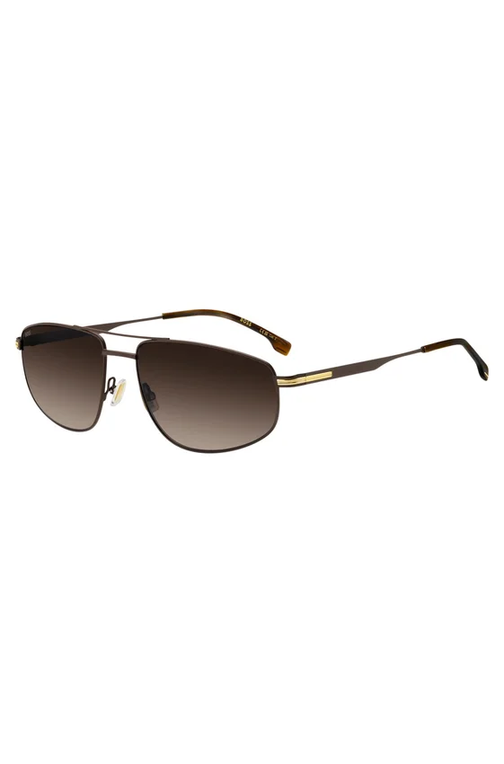 Matte brown sunglasses with gold-tone trims Matte brown sunglasses with gold-tone trims