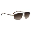 Matte brown sunglasses with gold-tone trims Matte brown sunglasses with gold-tone trims