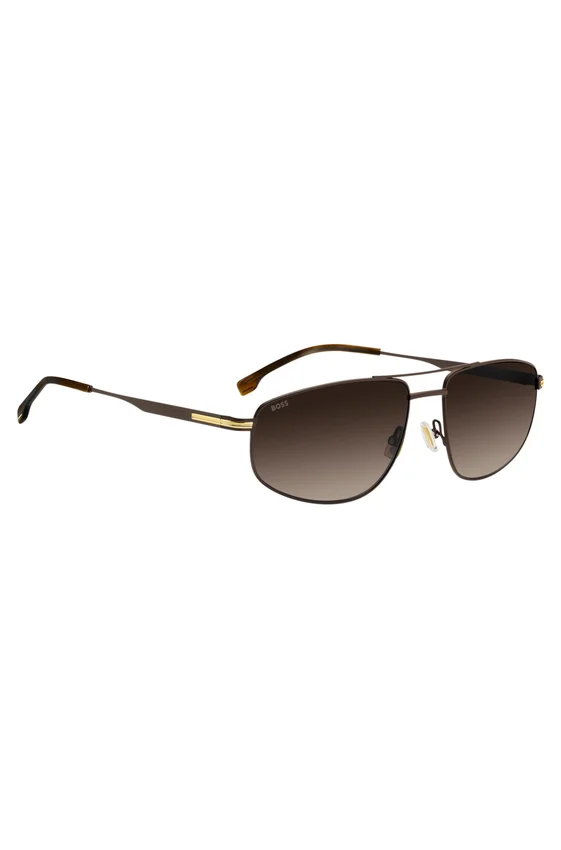 Matte brown sunglasses with gold-tone trims Matte brown sunglasses with gold-tone trims