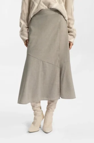 Melange A-line skirt in virgin wool