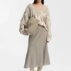 Melange A-line skirt in virgin wool