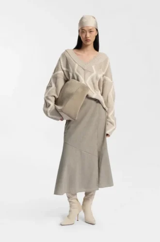 Melange A-line skirt in virgin wool