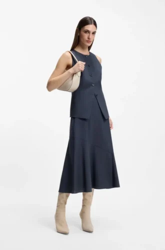Melange A-line skirt in virgin wool