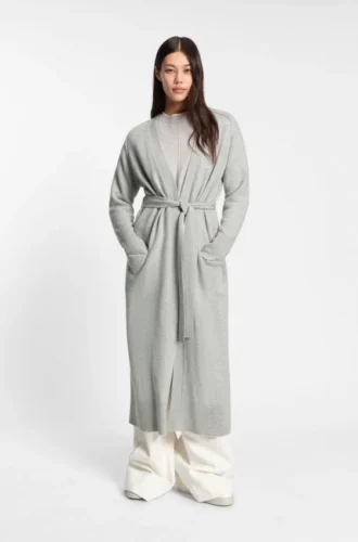 Melange-cashmere cardigan with belt
