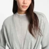 Melange-cashmere cardigan with belt