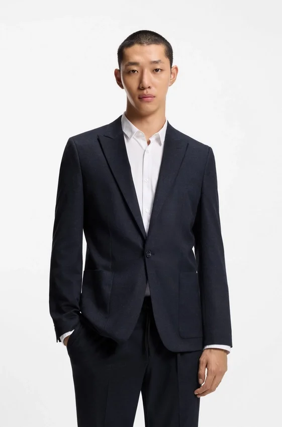 Melange extra-slim-fit jacket in stretch flannel Melange extra-slim-fit jacket in stretch flannel