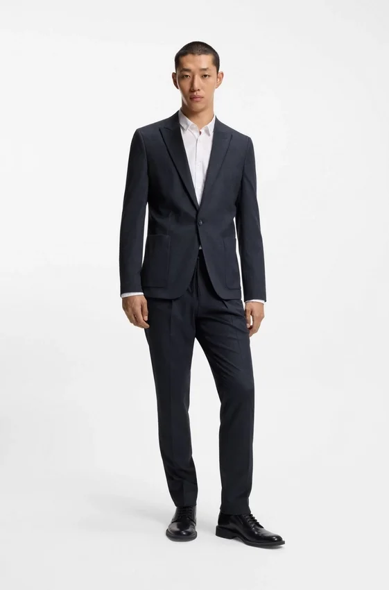 Melange extra-slim-fit jacket in stretch flannel Melange extra-slim-fit jacket in stretch flannel
