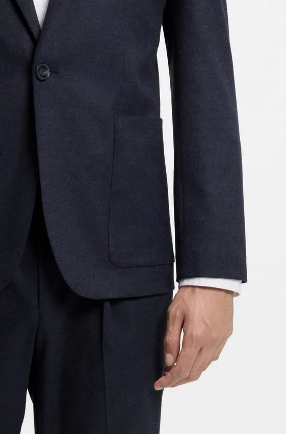 Melange extra-slim-fit jacket in stretch flannel Melange extra-slim-fit jacket in stretch flannel