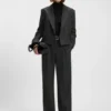 Melange-flannel blazer with cropped length