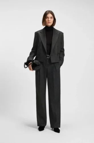 Melange-flannel blazer with cropped length