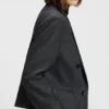 Melange-flannel blazer with cropped length